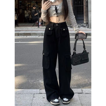 Quần kaki nữ ống rộng túi hộp DOLOXI quần kaki túi hộp nữ lưng cao đẹp Q834