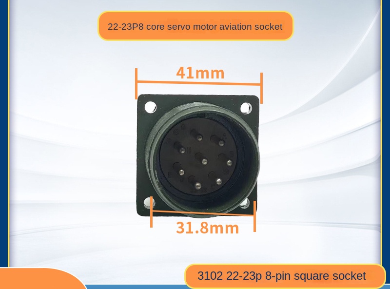 MR-PWCNS13108, 22-23S | Đầu Nối Chuyên Dụng Cho Động Cơ Servo Mitsubishi, Yaskawa, 8 Chân - Ổ cắm vuông 8 chân