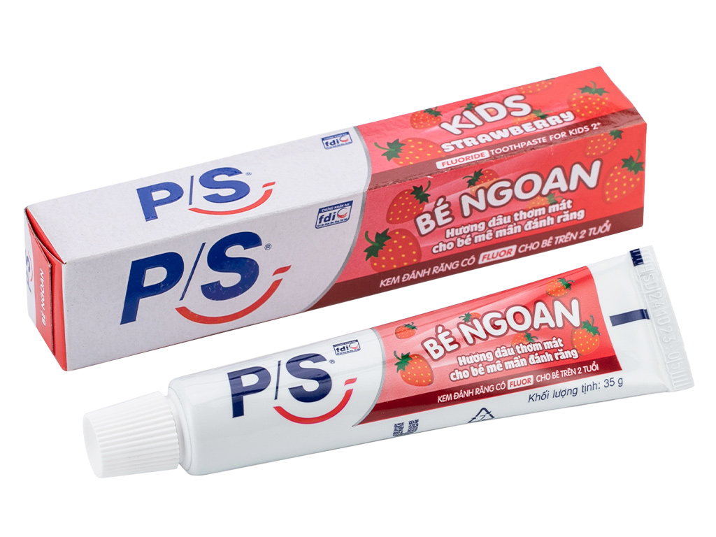 Kem đánh răng cho bé trên 2 tuổi P S bé ngoan hương dâu 35g