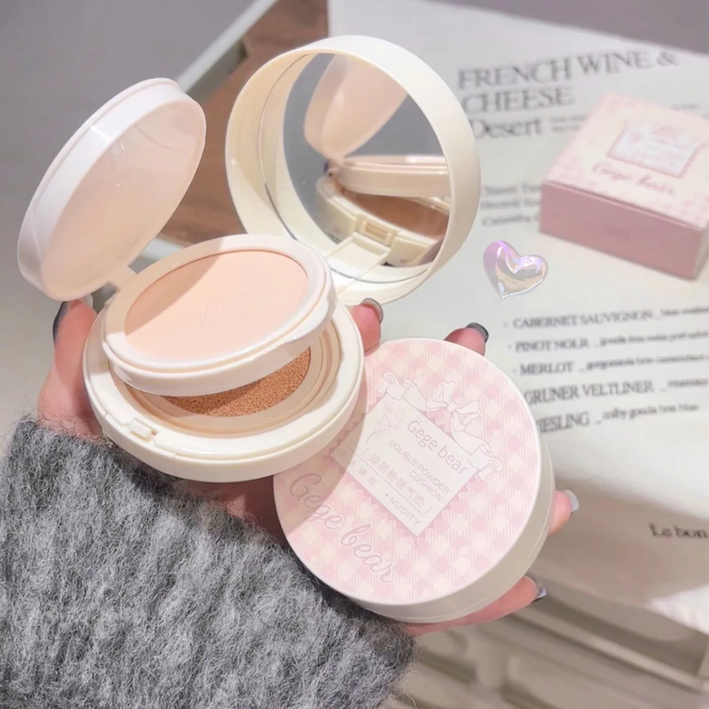  Phấn nền phủ toàn diện Kem nền 2 trong 1 Đệm kem BB mặt chống thấm nước Gege Bear Cushion Foundation có gương dễ mang theo khi đi chơi gx2015 