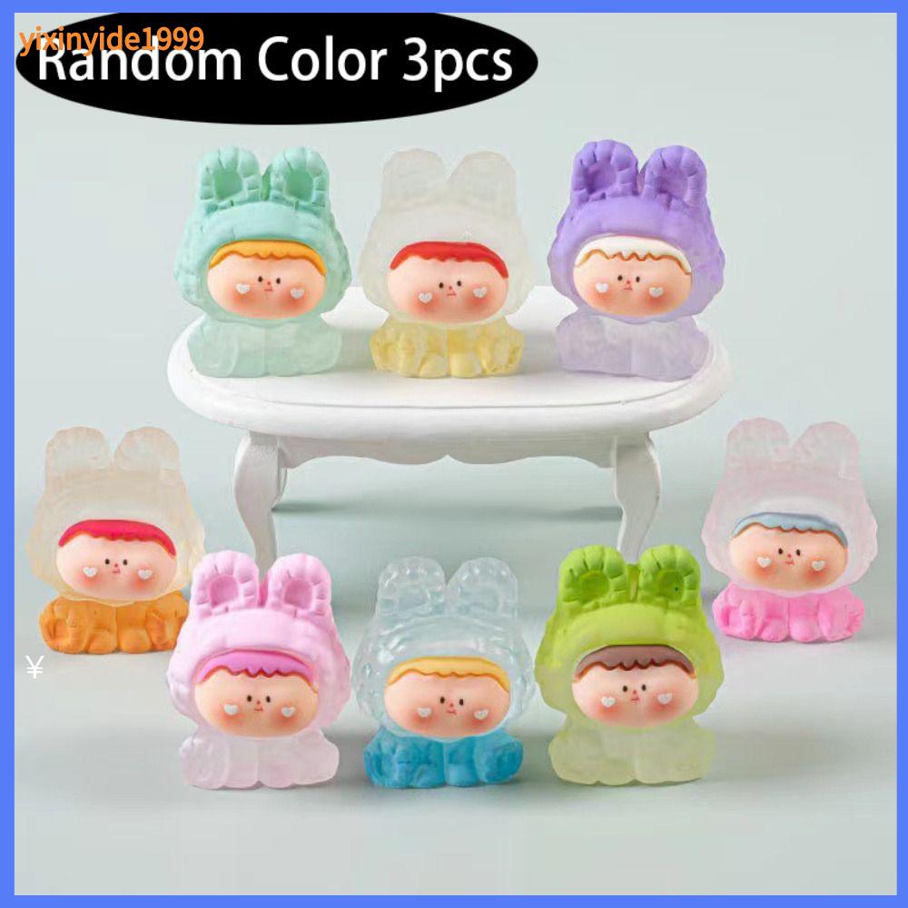YIXINYIDE1999 3pcs Bộ sưu tập mô hình Mô hình nhân vật màu gradient Đồ trang trí để bàn Màu ngẫu nhiên Bức tượng nhỏ thu nhỏ Dễ thương Đồ trang trí bằng nhựa Tượng sàn 3D
