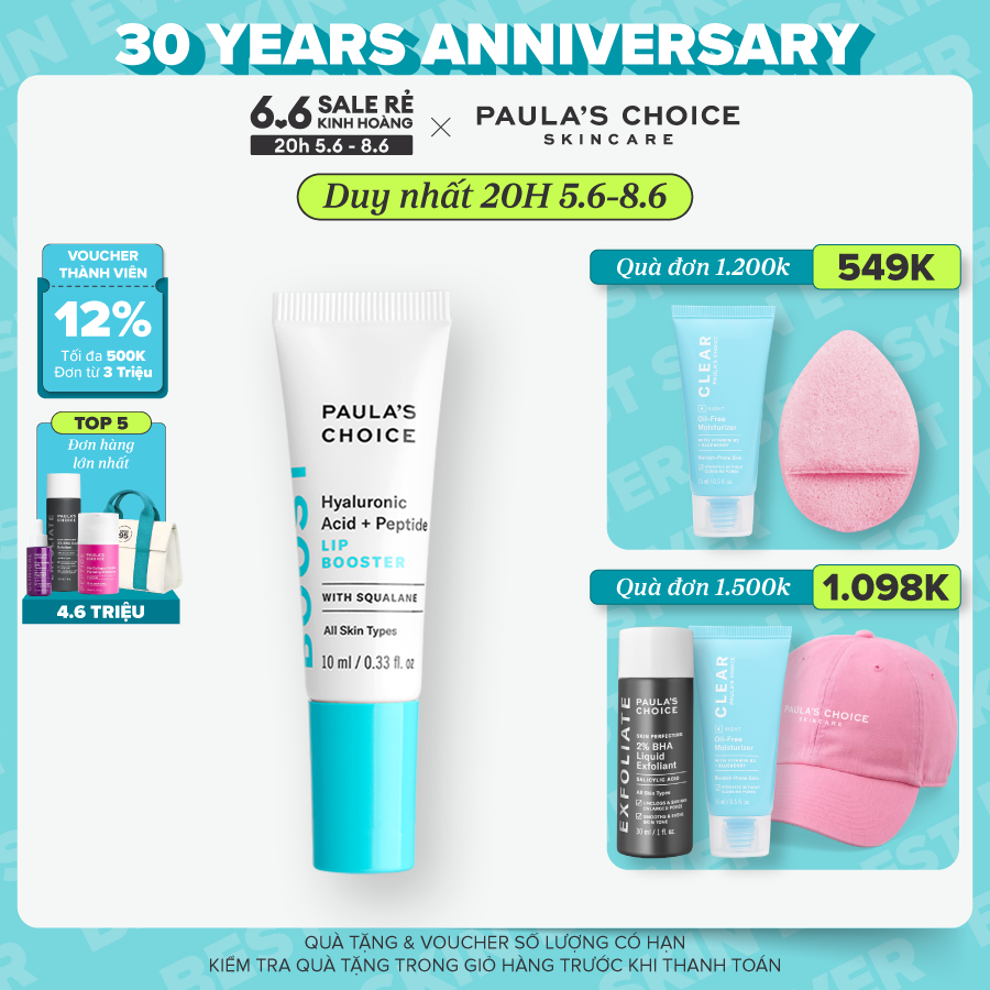 Tinh chất dưỡng môi Paula’s Choice Hyaluronic Acid + Peptide Lip Booster 10ml - 9580