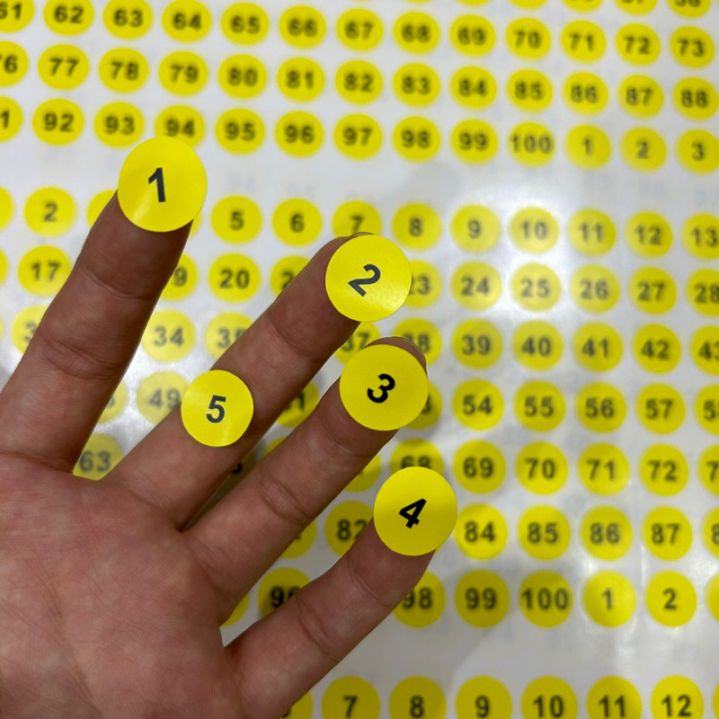 Tờ 100 tem số 1-100 tem nhãn dán decal hình tròn size 15mm