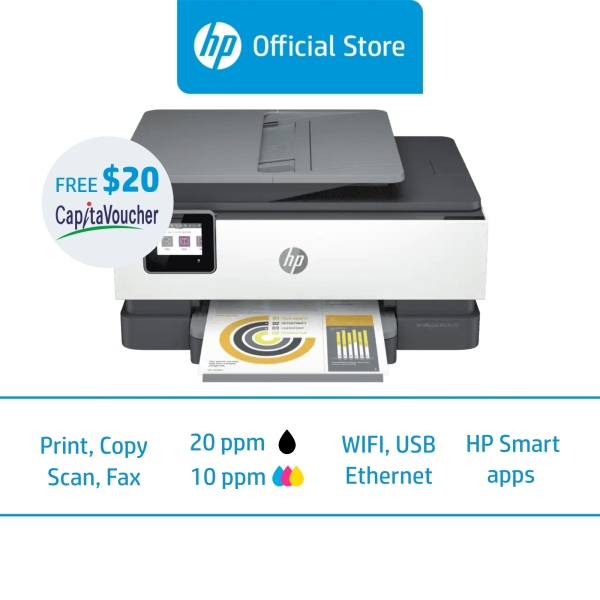 HP OfficeJet Pro 8020 All-in-One Wireless Color Inkjet Printer / Print, Scan and Copy / ADF / Duplex / One Year Warranty (FREE SGD 20 E-Capita) Singapore
