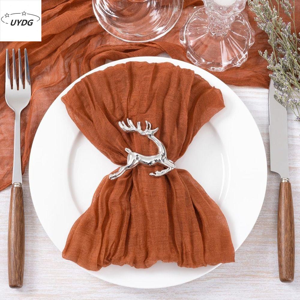 UYDG Trang trí bàn Khăn ăn gạc Mềm Tái sử dụng Khăn ăn cotton Đồ dùng cho bữa tiệc Cổ điển Tấm lót đĩa Đám cưới