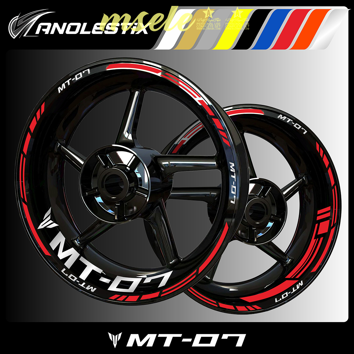 [msele] AnoleStix Reflective Motorcycle Wheel Sticker Hub Decal Rim Stripe Tape For YAMAHA MT07 MT-07 2017 2018 2019 2020 2021 2022