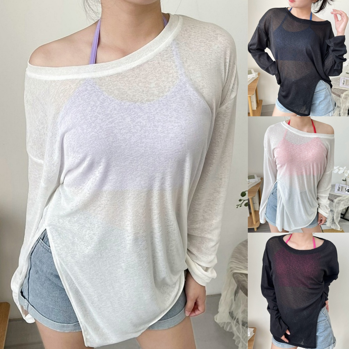 SODSAI พร้อมส่ง เสื้อแขนยาว บราผูกคอ มีฟองน้ำ เก๋ๆ ผ้าบาง ผ่าข้าง แซ่บมาก ใส่เล่นสงกรานต์ เล่นน้ำ เข้าสุดๆ แฟชั่นผู้หญิง ราคา 48 บาท*ส่งฟรี