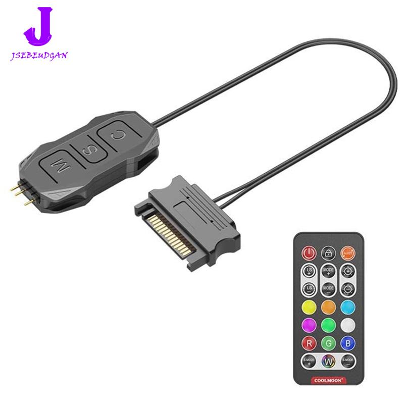【Huang Li Electronics】COOLMOON for PC Fan Cooling RGB Remote Controller ARGB Controller to SATA RGB Remote Mini Controller HUB Adapter for Fan Light Strips ราคา 147 บาท*ส่งฟรี