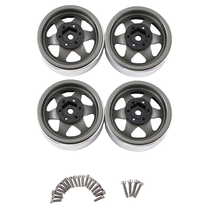 4Pcs 1.9 Inch Metal Beadlock Wheel Hub Rim for 1 10 RC Crawler Axial SCX10