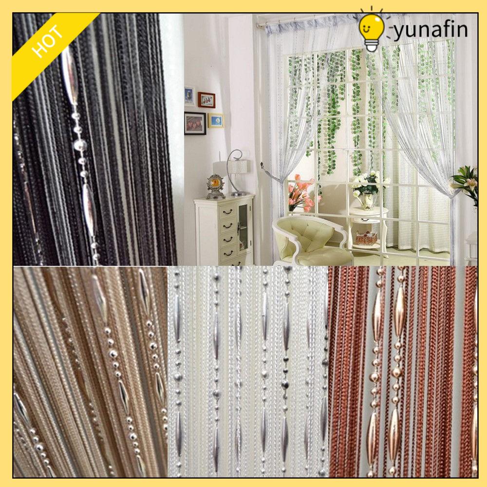  YUNAFIN 1Mx2M Trang trí Chuỗi hạt Giọt sương Cửa sổ Cửa ngăn phòng Rèm cửa Chuỗi rèm 