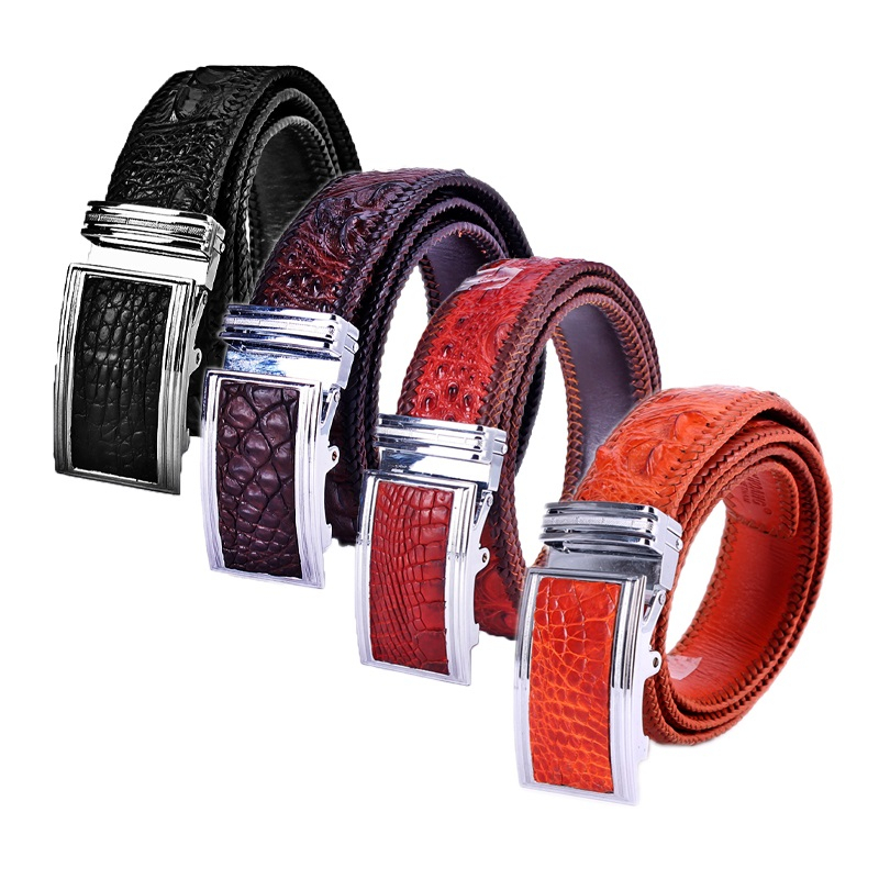 Thắt lưng nam da cá sấu đan viền 4p gai màu đen, nâu đất, nâu đỏ, vàng bò hp4701-02-03-04