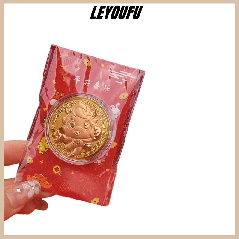 LEYOUFU 1 3Pcs Năm của Ngựa Kỷ Niệm Huy Chương 2026 Hoàng Đạo Ngựa Giả Vàng Lá Thẻ Lưu Niệm Đồng Xu Kim Loại Thủ Công Mỹ Nghệ Tổ Chức Sự Kiện Quà Tặng Lưu Niệm - 2