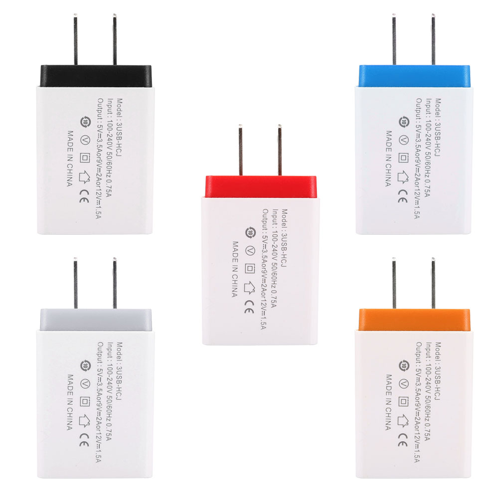 Du lịch nhỏ gọn 3 cổng USB tường sạc sạc điện thoại di động Bộ chuyển đổi điện