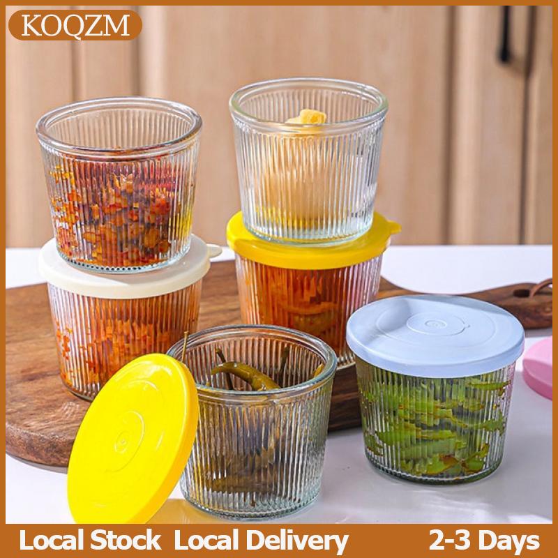 KOQZM 1 4 lọ lưu trữ thủy tinh 200ml lọ lưu trữ thủy tinh dày trong suốt lọ lưu trữ đa chức năng tươi giữ Mini trong suốt nhà bếp