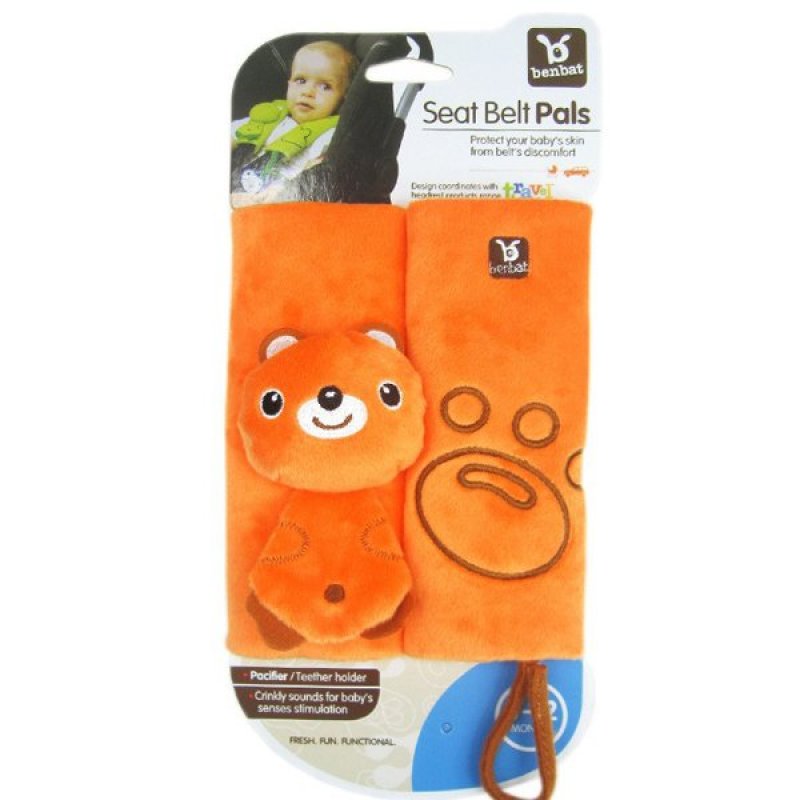 ilovebaby Baby Car Stroller Shoulder Pad Seat Belt Strap Cover with Pacifier Teether Holder (Orange) Singapore