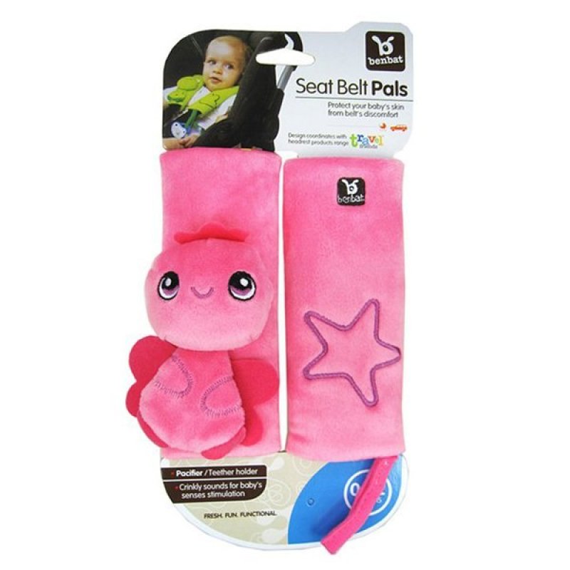 ilovebaby Baby Car Stroller Shoulder Pad Seat Belt Strap Cover with Pacifier Teether Holder (Pink) Singapore