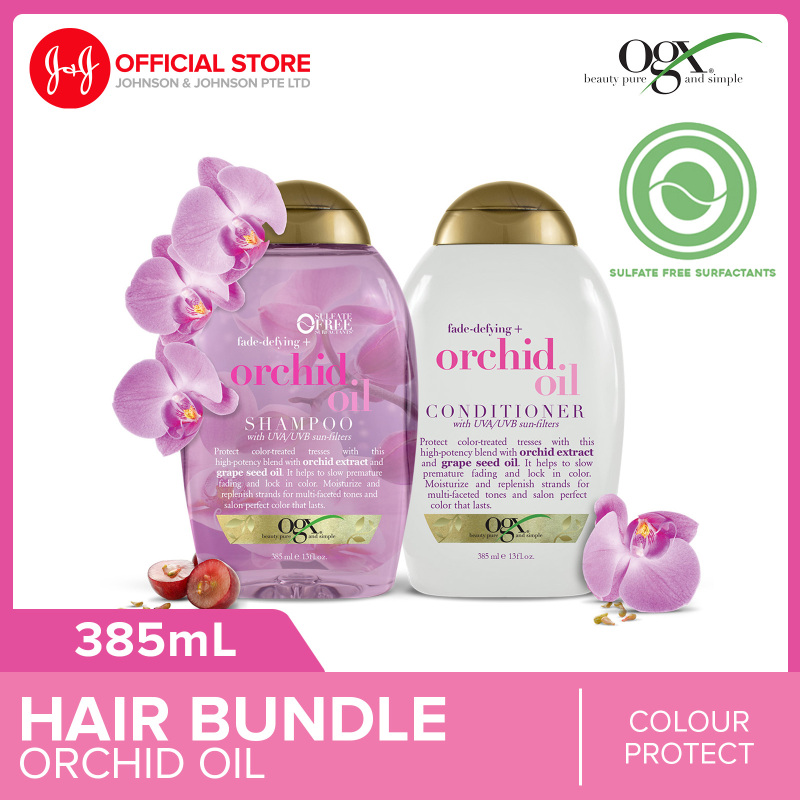 Buy OGX Orchid Oil Fade-Defying Shampoo 385ml + Conditioner 385ml Singapore