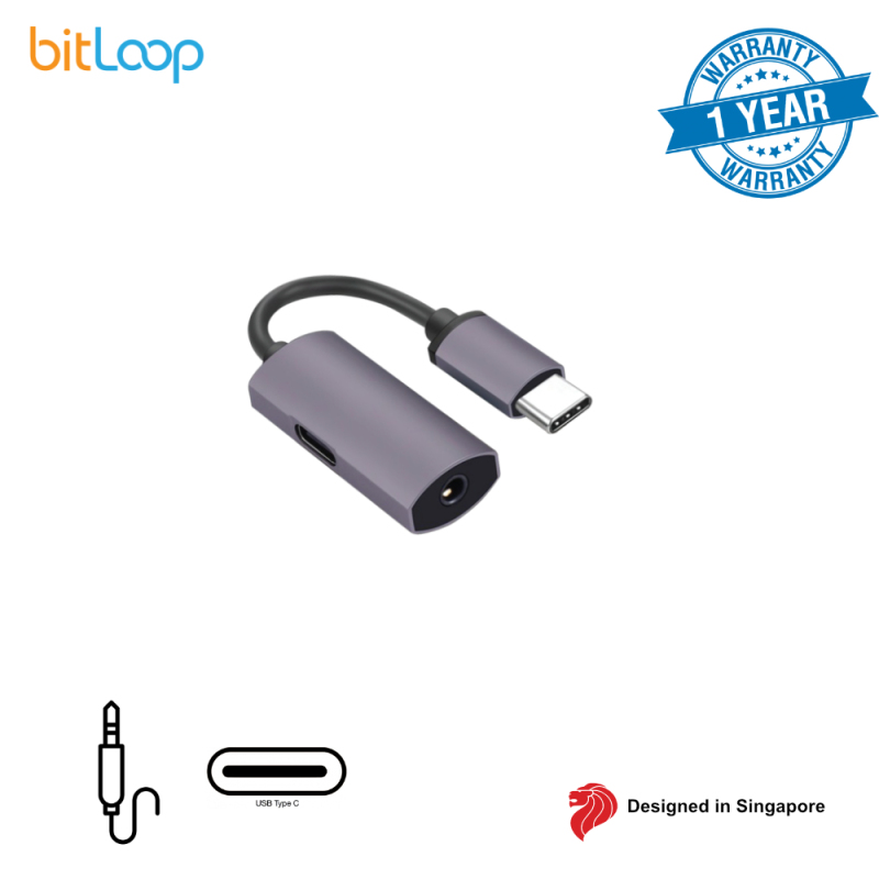 BitLoop USB C to 3.5mm Audio Adapter with Charging Port (Not for iPad Pro)