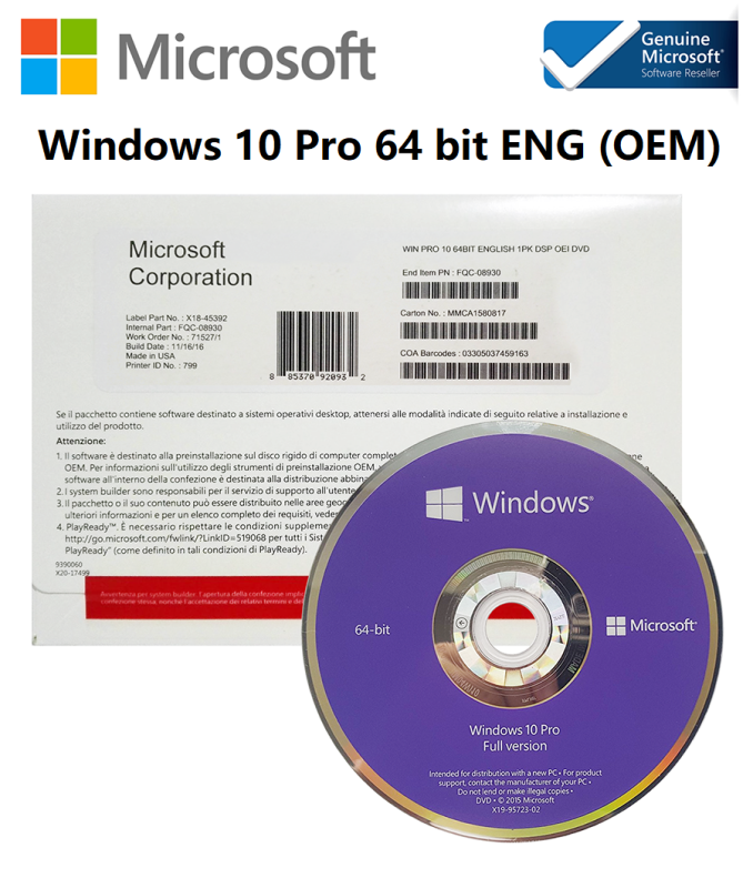 Bảng giá Windows 10 Pro DVD OEM (FQC-08929) Full Pack Phong Vũ
