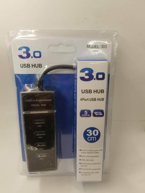 USB 3.0 Hub 4-Port, Ultra-Slim Data USB Hub with 30cm Extended Cable for MacBook, Mac Pro, Mac, PC, android,Flash Drive