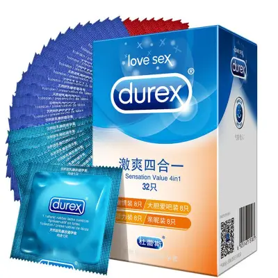 Durex Condoms 32 Pcs Natural Latex Smooth Lubricated Contraception 4 Types Condoms for Men Sex Toys Products