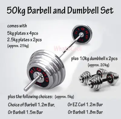 50kg Chrome Barbell with Dumbbell Set