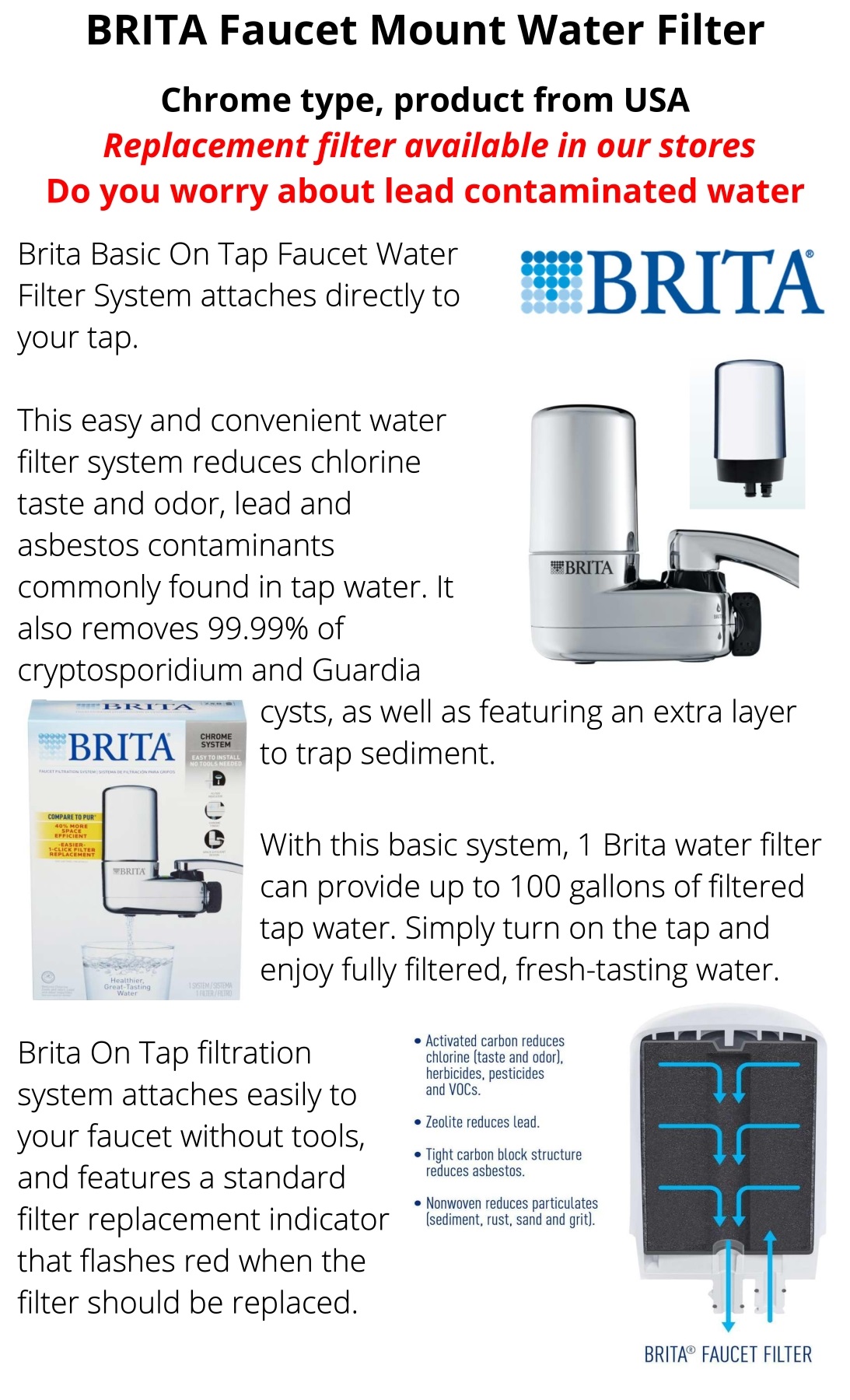 Brita Faucet Mount Chrome Water Purifier Product From Us Lazada
