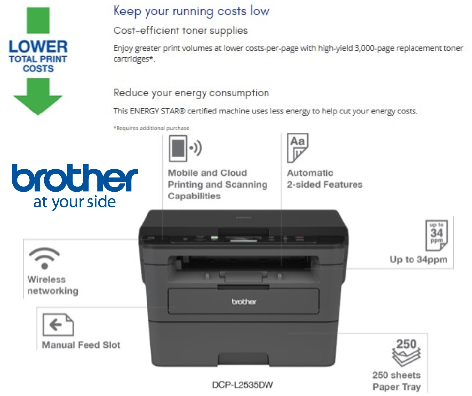 How to replace the toner cartridge for Brother DCP-L2535DW laser printer 