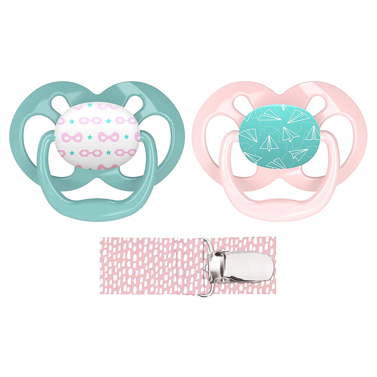 Dr.Brown’s Advantage Pacifier With Clip (6-12M) - Pink -Baby Product 08510b47741952bbf8d3cfe8ecdec135