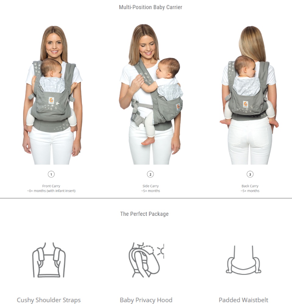ergobaby organic 3 position baby carrier rose harmony