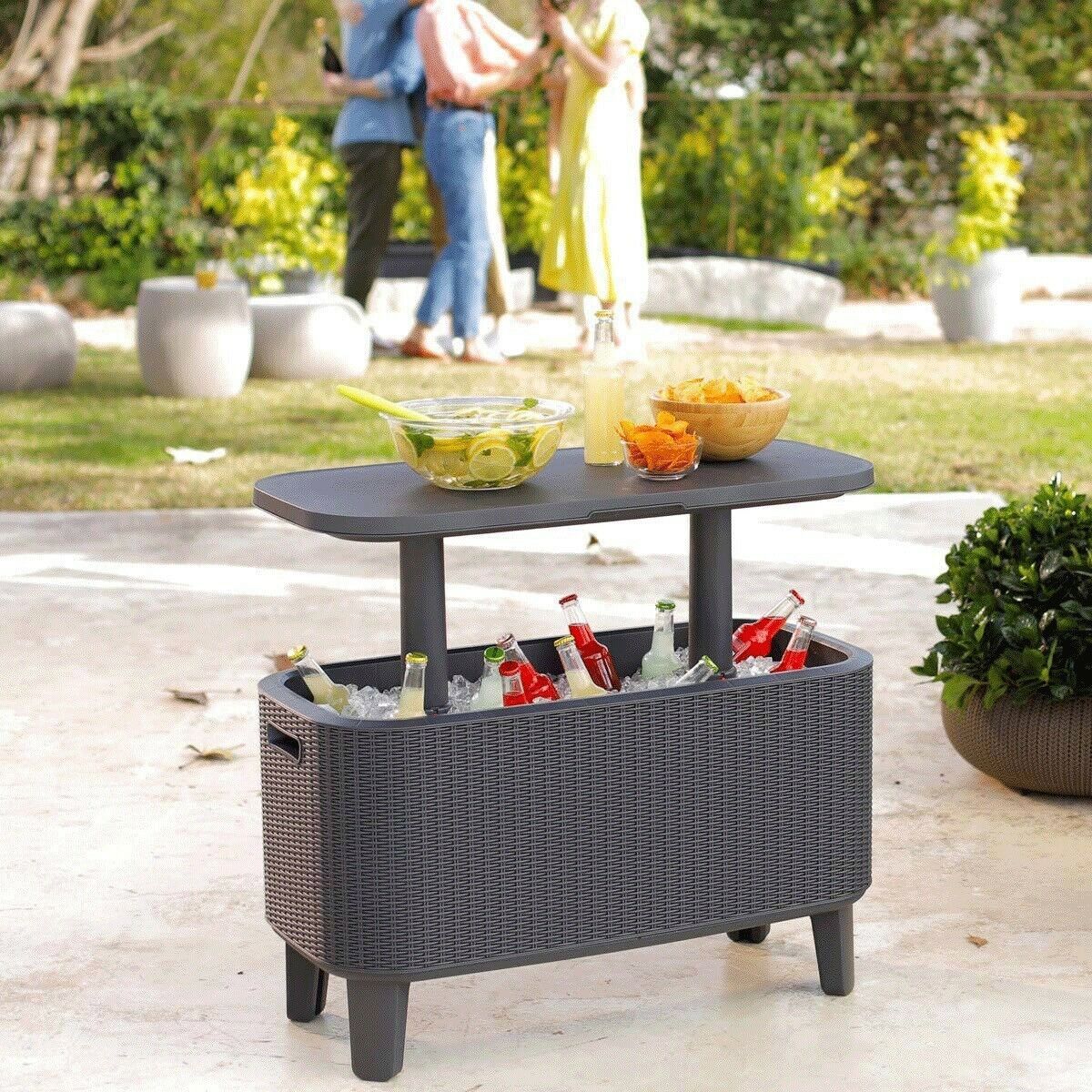 Keter Bevy Bar Cooler Box And Side Table Brown Lazada Singapore