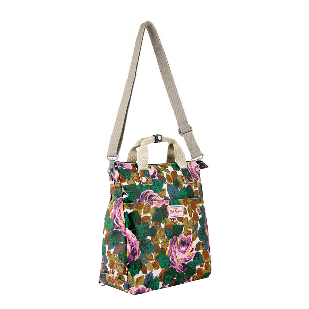 Cath Kidston Matt Oilcloth Multi Strap Backpack Water Resistant Crossbody Bag Oxford Rose Pattern Bottle Green Color 538749 Lazada Singapore