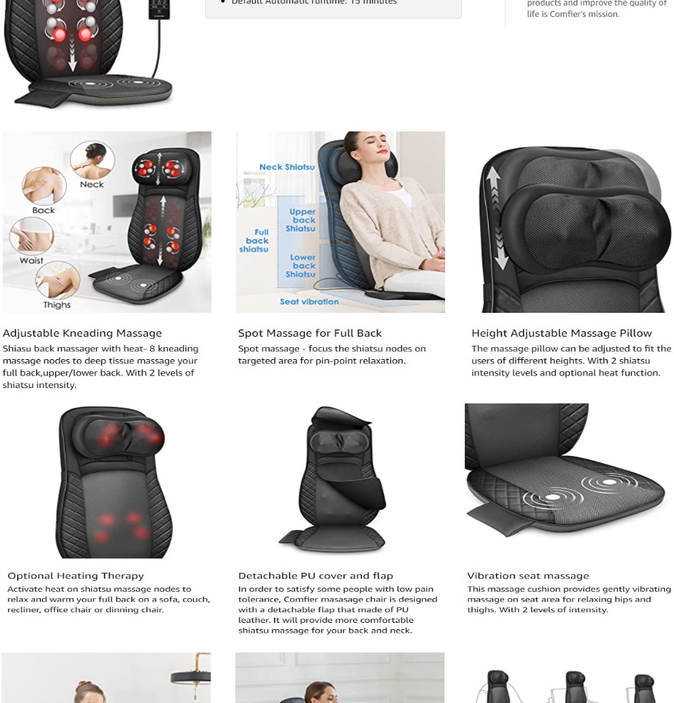CF-2913 2D/3D Kneading Shiatsu Full Back Massager with Heat Option, Seat  Vibration, SG Local Ready Stock, 2 Years Warranty