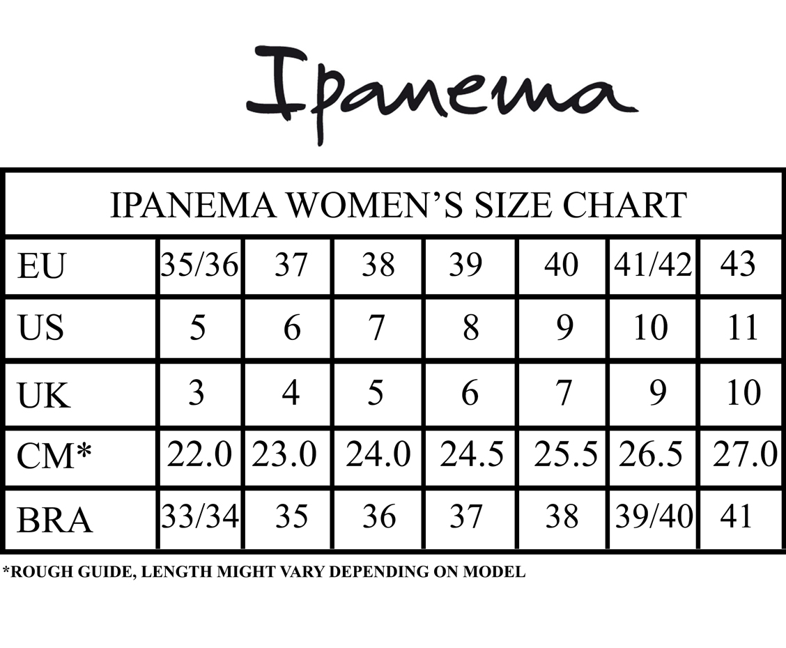 Ipanema Size Chart Cm