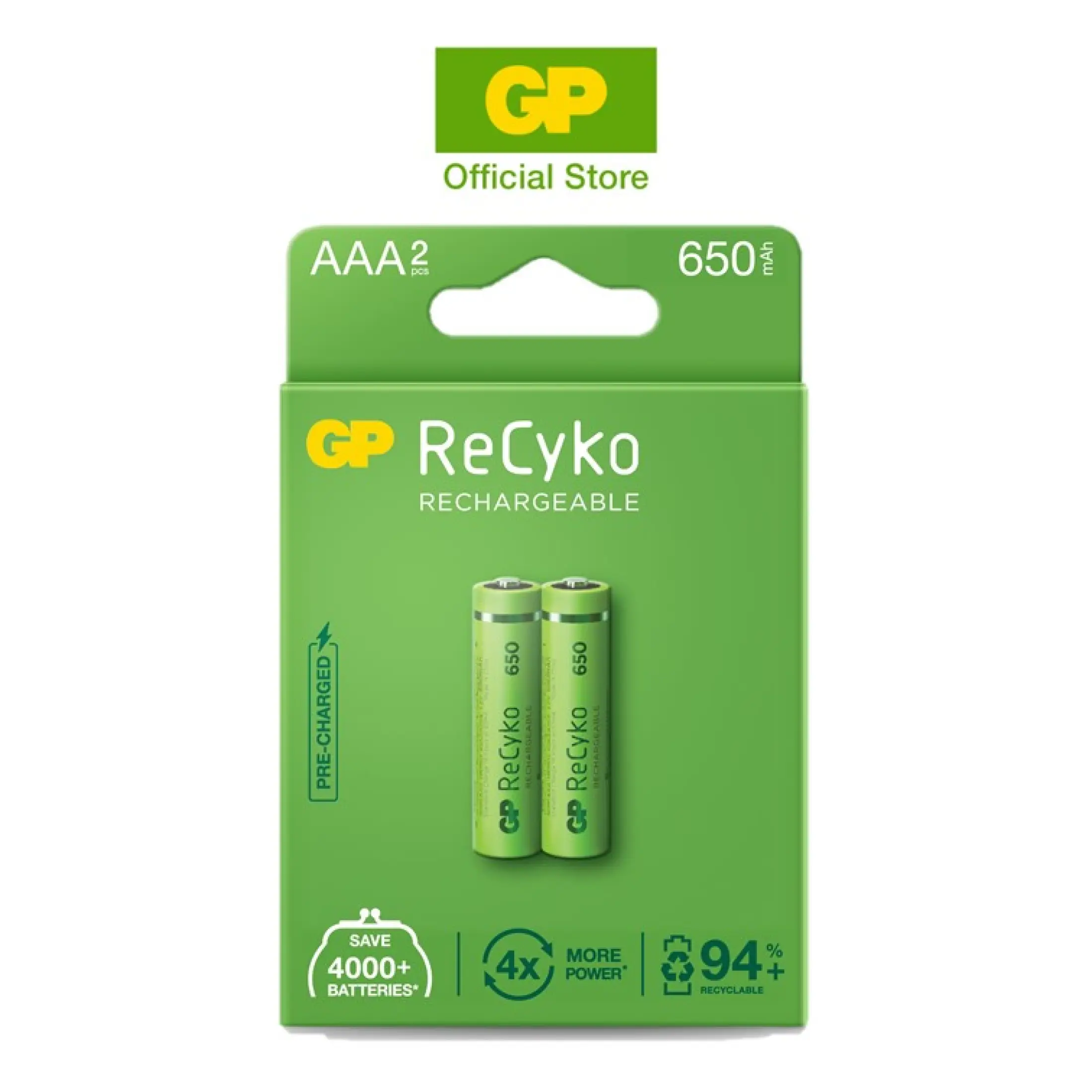 GP ReCyko NiMH 2x AAA 650mAh 