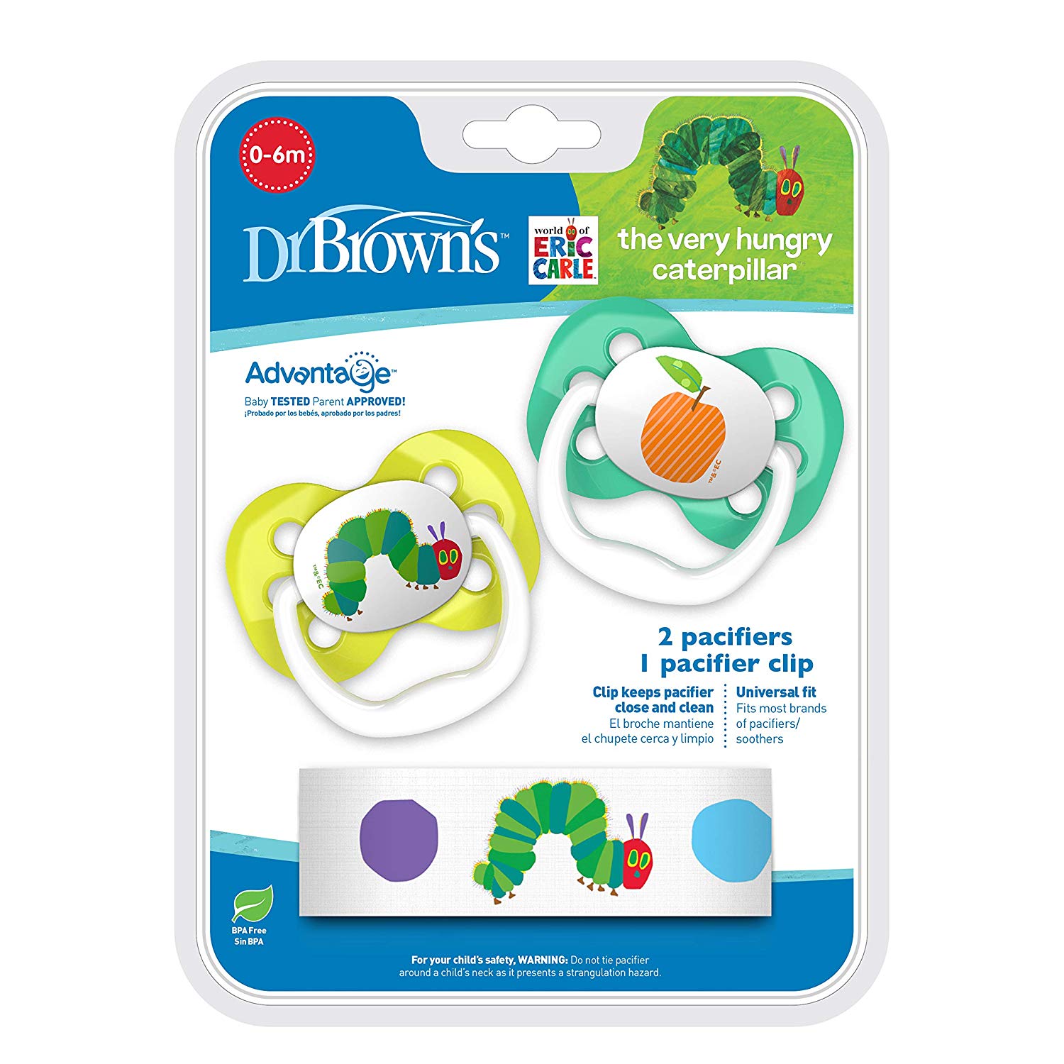 Dr.Browns Advantage Pacifier With Clip (0-6M) - 4 Designs -Baby Product 307b6dc9e065884aac06f165639eb432