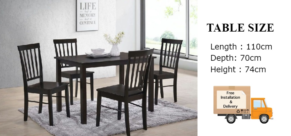 Furniture Amart Solid Wood Dining Set Table Chair In Dark Walnut Furniture Amart Solid Wood Dining Set