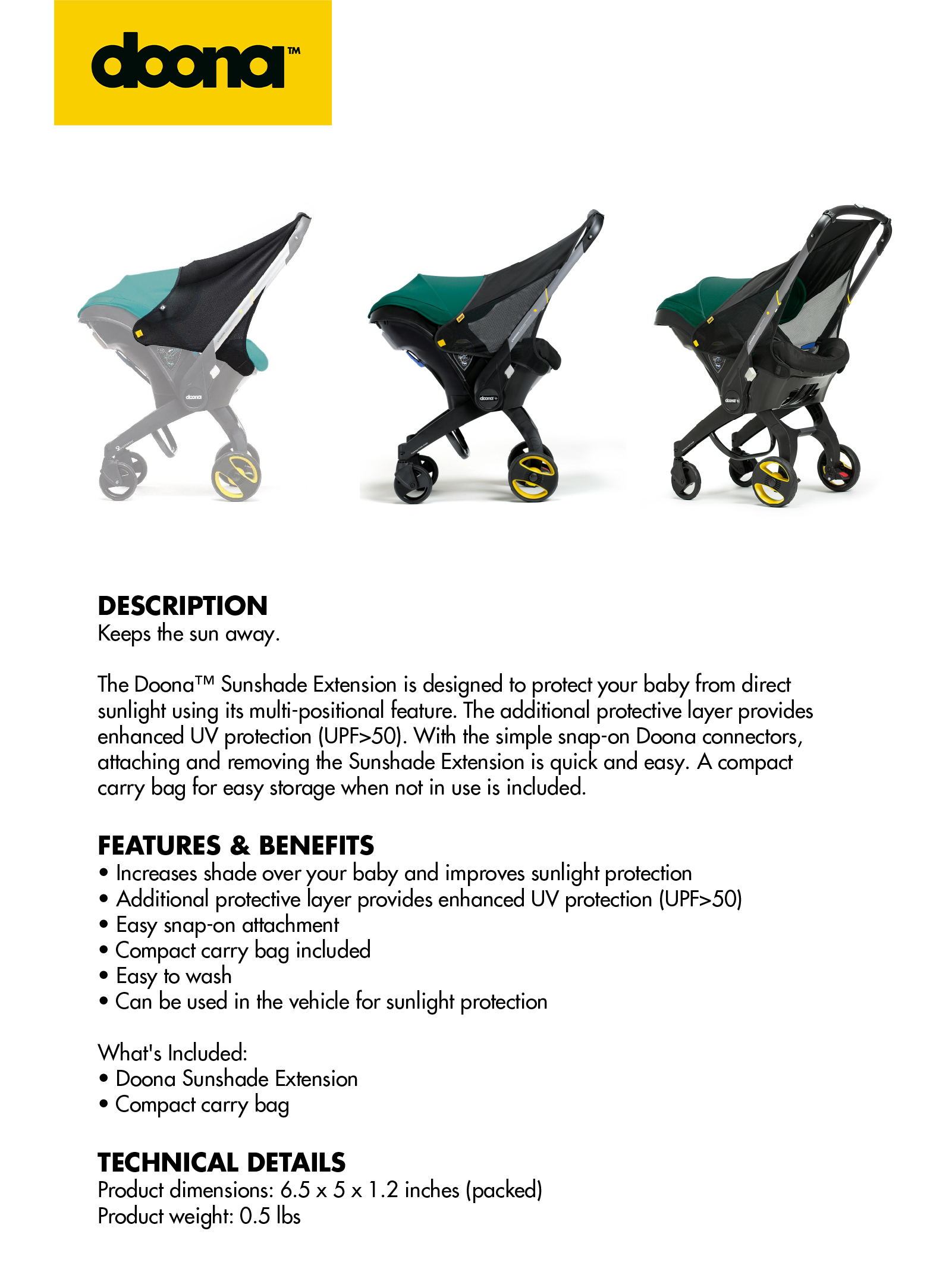doona sunshade extension