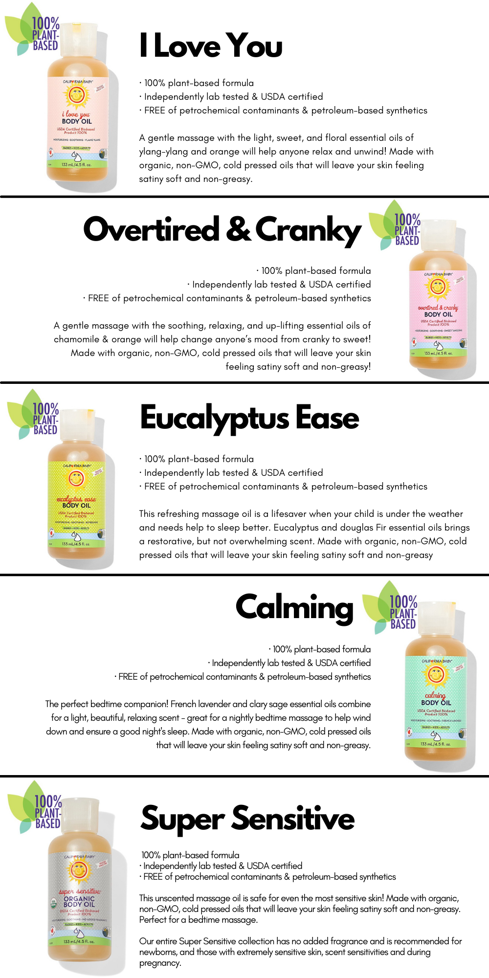 California Baby Body Oil 4.5oz (5 Types) -Baby Product 390053bce68a9bdda2326eda3c24d40a