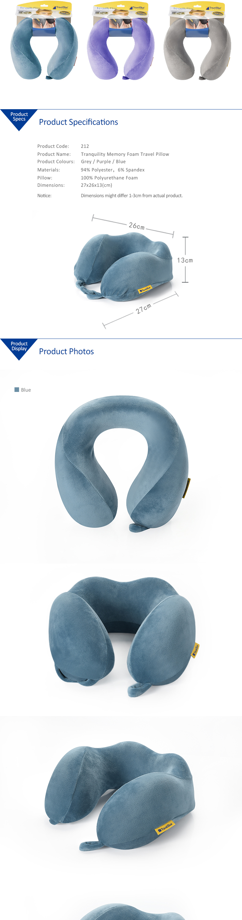 Travel Blue Tranquillity Memory Foam Travel Pillow Tb 212 Lazada