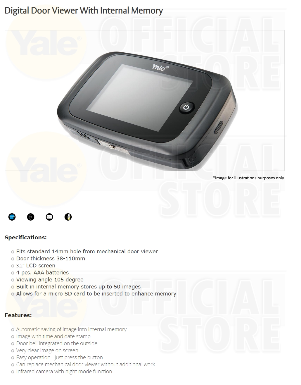 Yale Ddv1 Digital Door Viewer Black Lazada Singapore