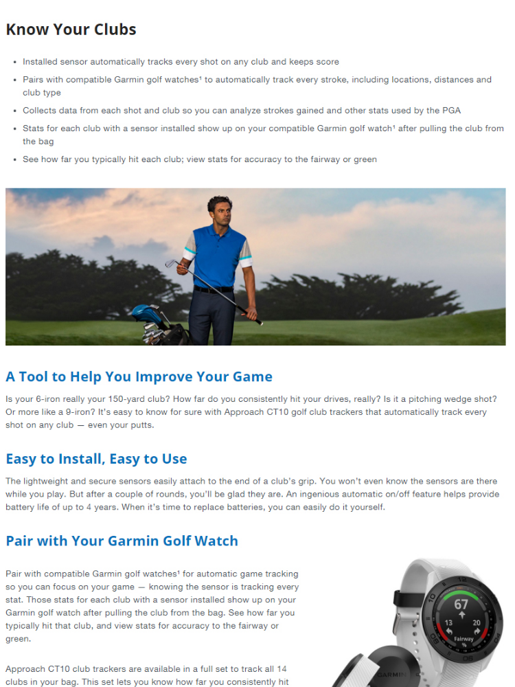 garmin golf club tracker