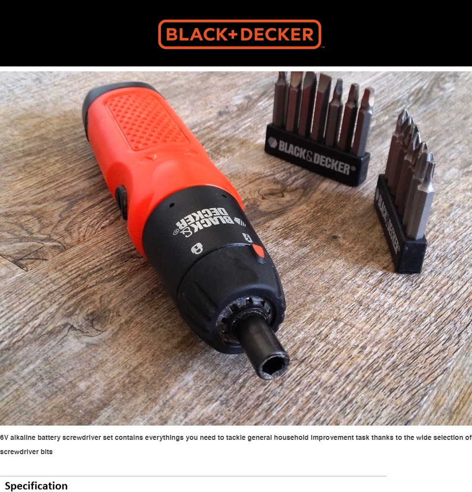 Black+Decker 6V Cordless Alkaline Battery Powered Screwdriver Set