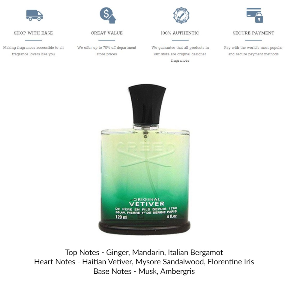 Creed Original Vetiver for Unisex Men Women (120ml) Green [Brand
