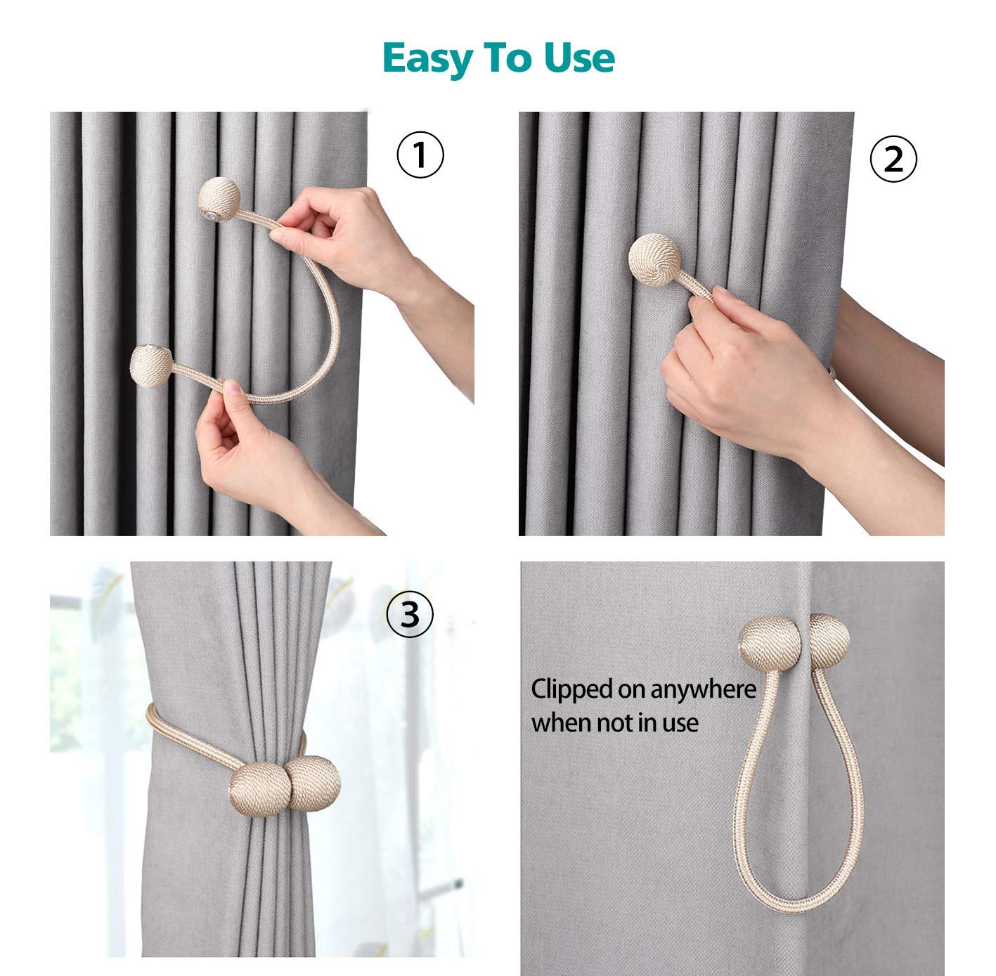 Sol Home 2pcs Magnetic Curtain Tie Back 47cm X 2pcs Window