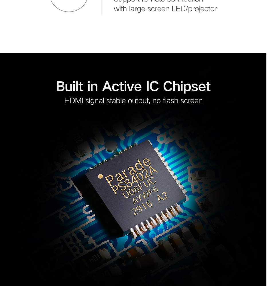 <ul> <li data-spm-anchor-id="a2o42.pdp.product_detail.i0.2d573bdfxY1thm">4K*2K 30Hz</li> <li>24K interface gold plated, resistant to plug, anti-corrosion</li> <li>Support audio and video simultaneously output, no external speakers are required.</li> <li>10 meters HDMI cable output and remote connection large screen LED/projector supported.</li> <li>Built-in active IC chipset, HDMI signal stable output, no flash screen.</li>
</ul>