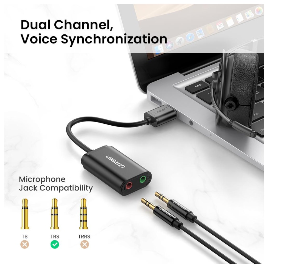 Ugreen USB External Sound Card 3.5mm Jack 4 <article class="lzd-article" style="white-space: break-spaces;"> <p style="line-height: 1.7; text-align: left; text-indent: 0; margin-left: 0; margin-top: 0; margin-bottom: 0;">Choose the black colour if Mic & Headphone are using different cable (TRS)</p> If Mic & Headphone are using the same cable (TRRS) choose White 2 in 1 </article>