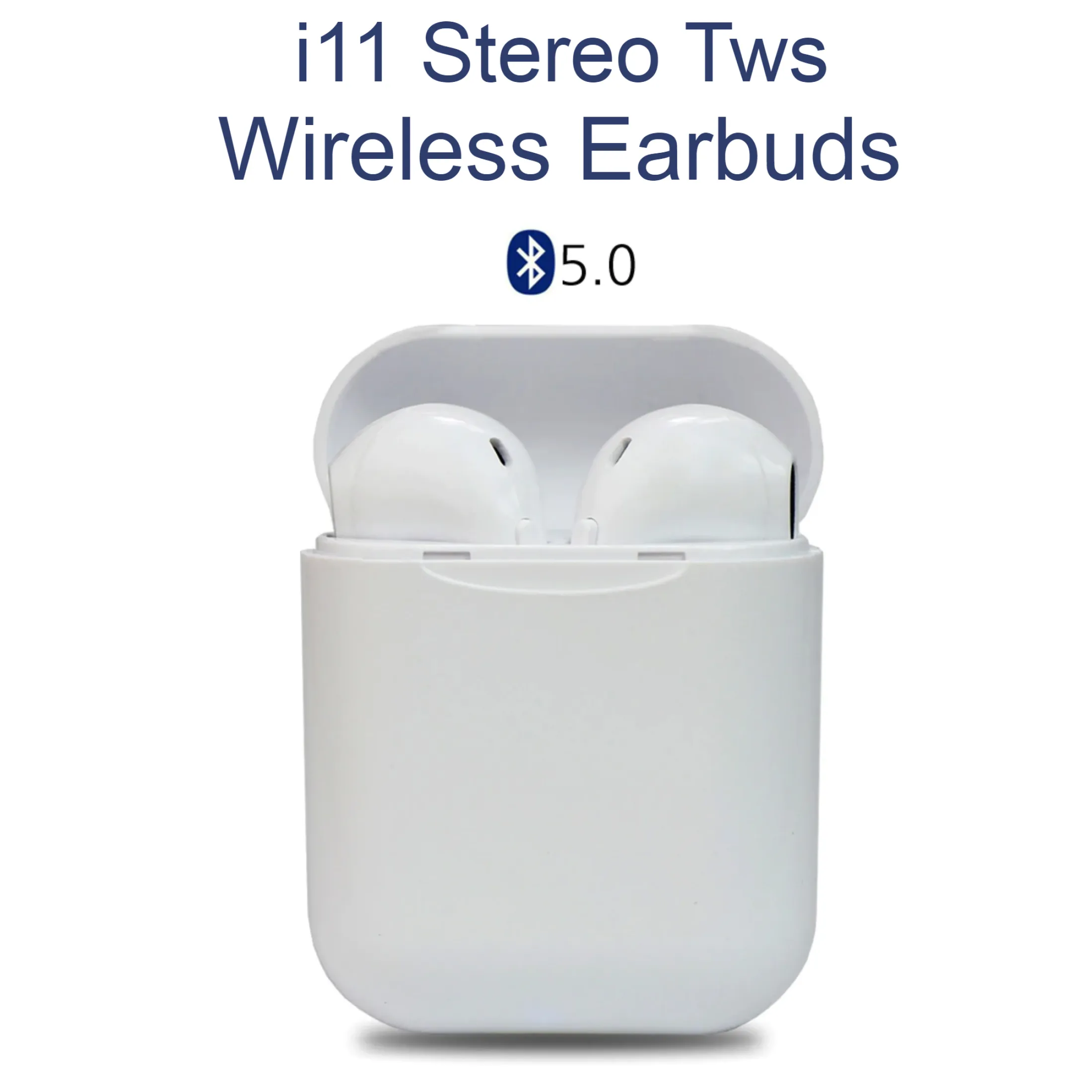 white wireless earbuds