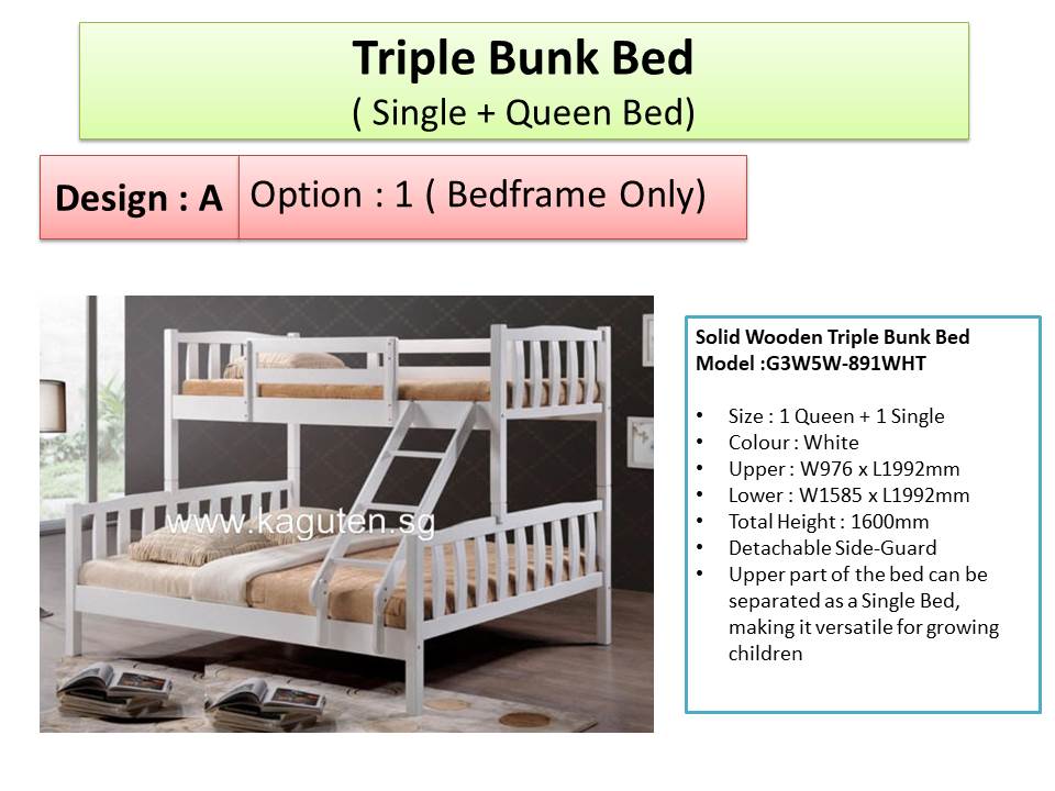 White Triple Bunk Bed With Pull Out Single Queen Wooden Double Decker Free Delivery Installation Lazada Singapore - Queen Bunk Bed Wooden White Triple Bunk Bed With Pull Out Single Queen Wooden Double Decker Free Delivery Installation Lazada Singapore - Queen Bunk Bed Wooden