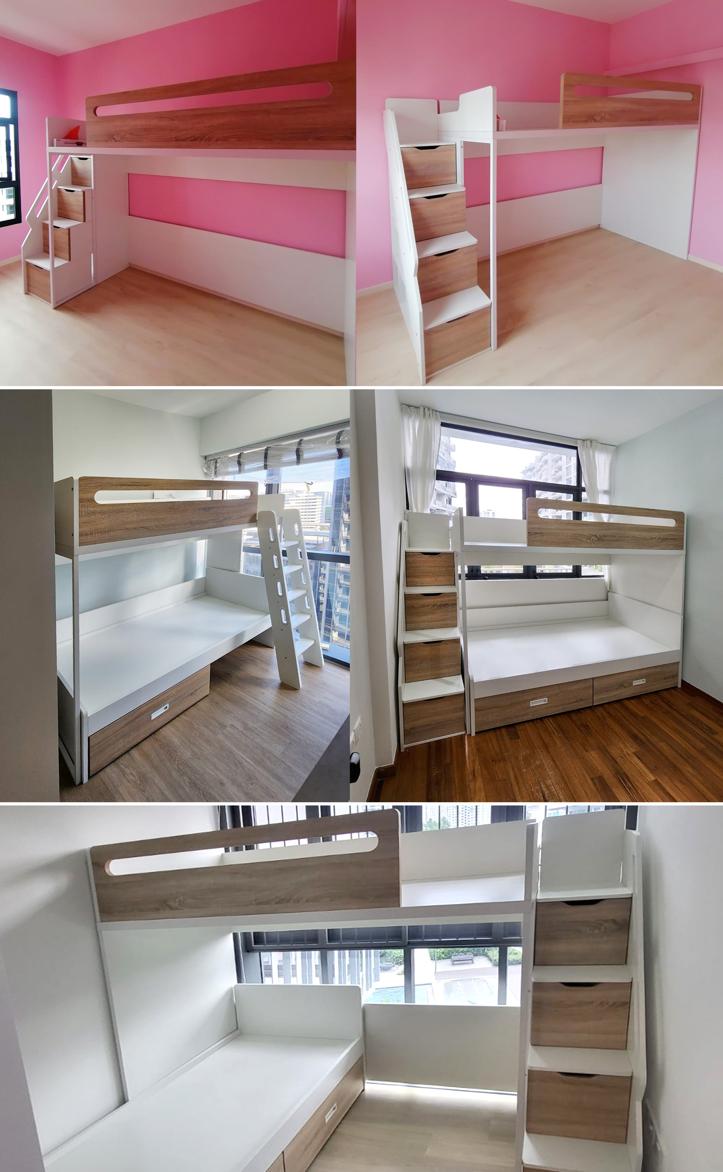 [SG Seller] เตียงสองชั้น | เตียงสองชั้นแบบโมดูลาร์ | เตียงสองชั้นสำหรับเด็ก | เตียงสองชั้นสำหรับเด็ก | Trendy Space